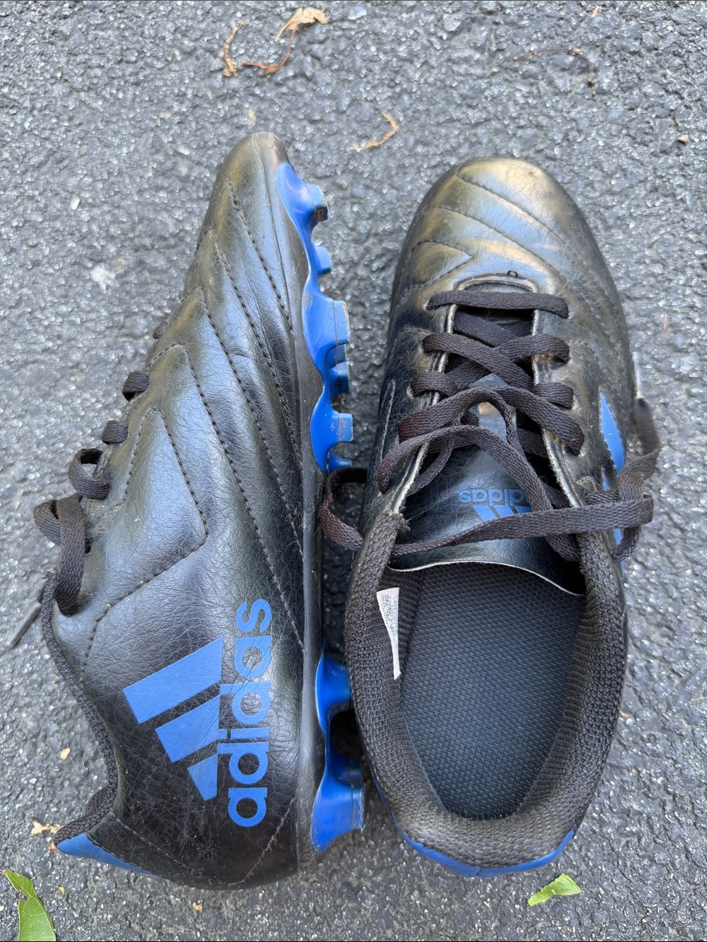 adidas Kids Black and Blue Soccer Cleats